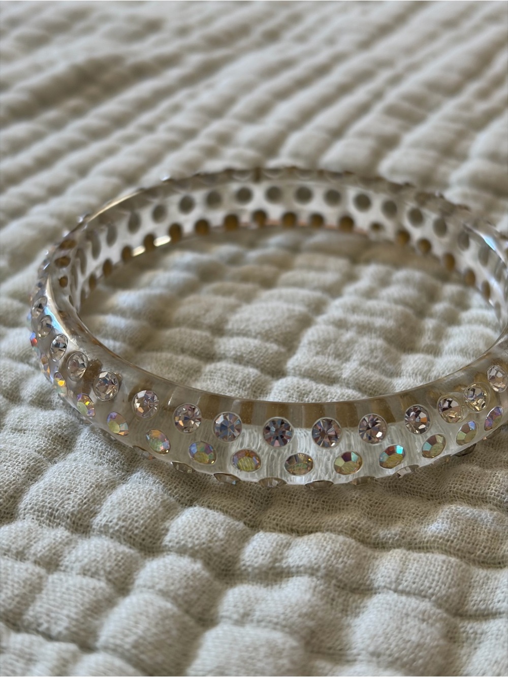 Crystal-Accent Clear Resin Bangle Bracelet - Women Jewelry-vintage